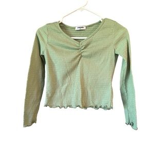 RSQ Girls Junior Small Ribbed Thermal Long Sleeve Mid Modern green Pre-Owned